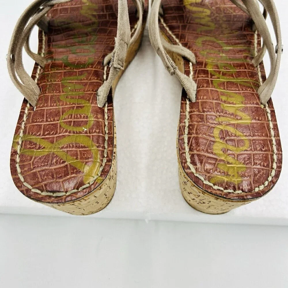 Sam Edelman Sz 8 Reana Taupe Suede Strappy Boho Neutral Earthy 3